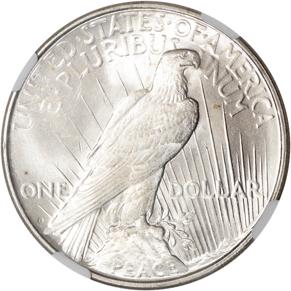 1922 D US Peace Silver Dollar $1 - NGC Brilliant Uncirculated