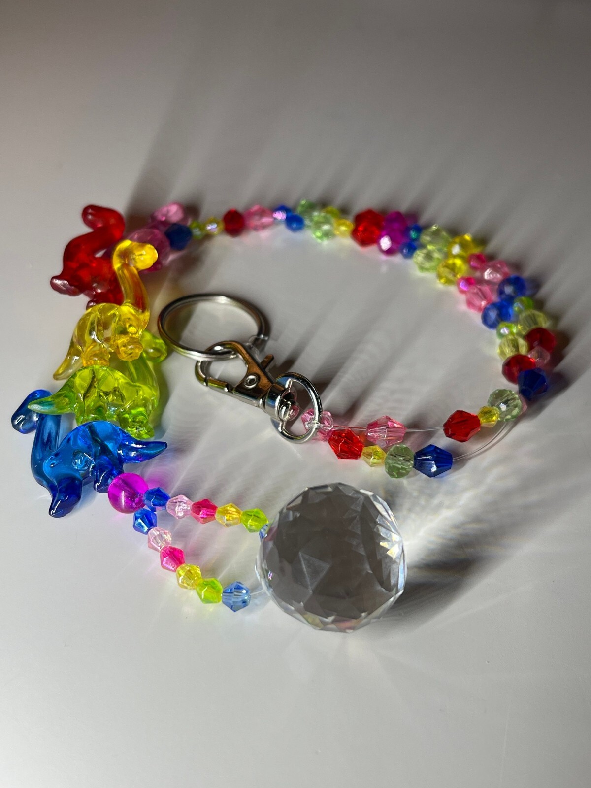 Dinosaur Beaded Suncatcher Rearview Mirror Ornament Crystal Prism Car Charm
