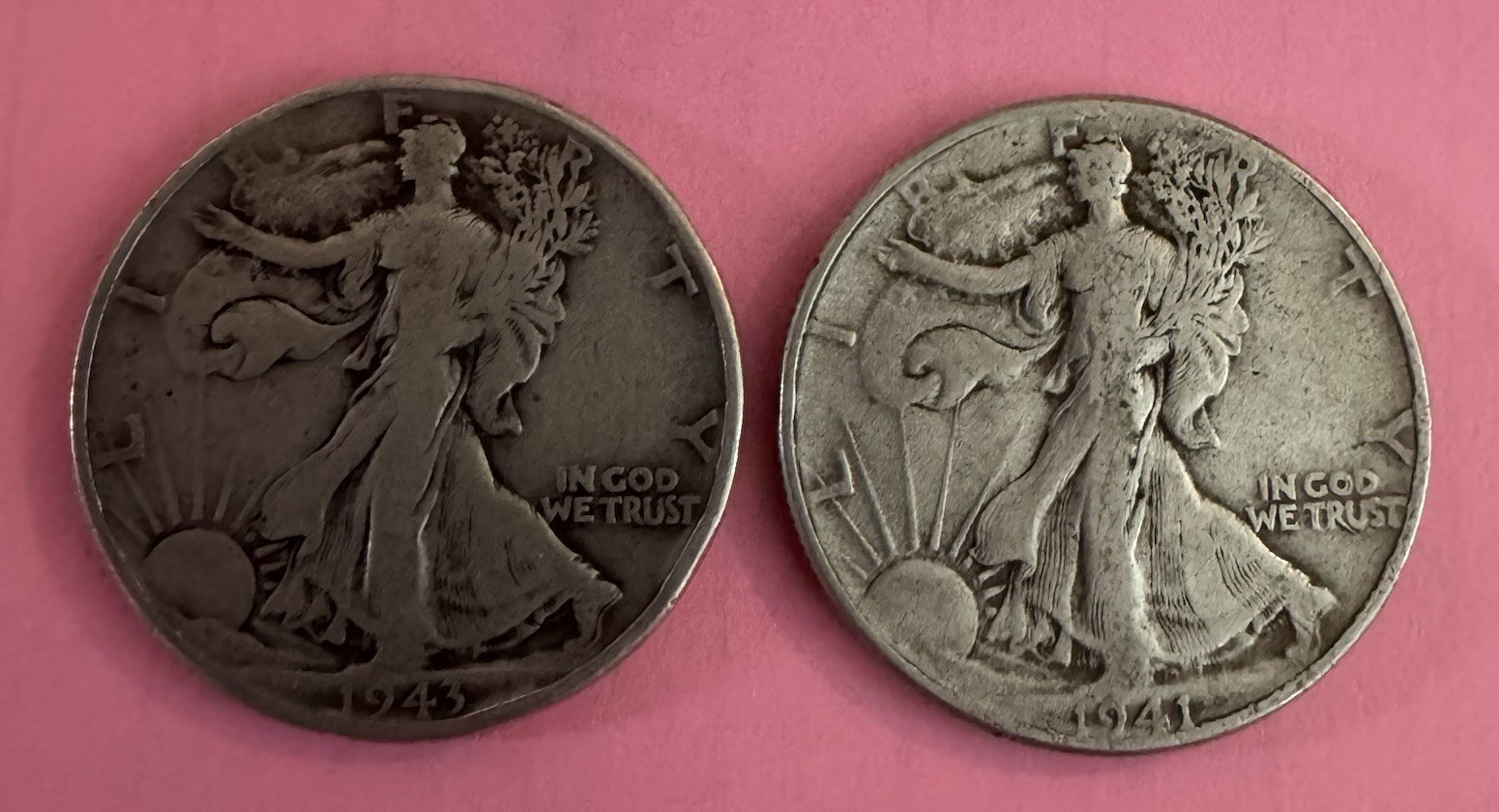 1941 & 1943 Walking Liberty Half Dollar 50C Silver 0.9 Philadelphia (2)