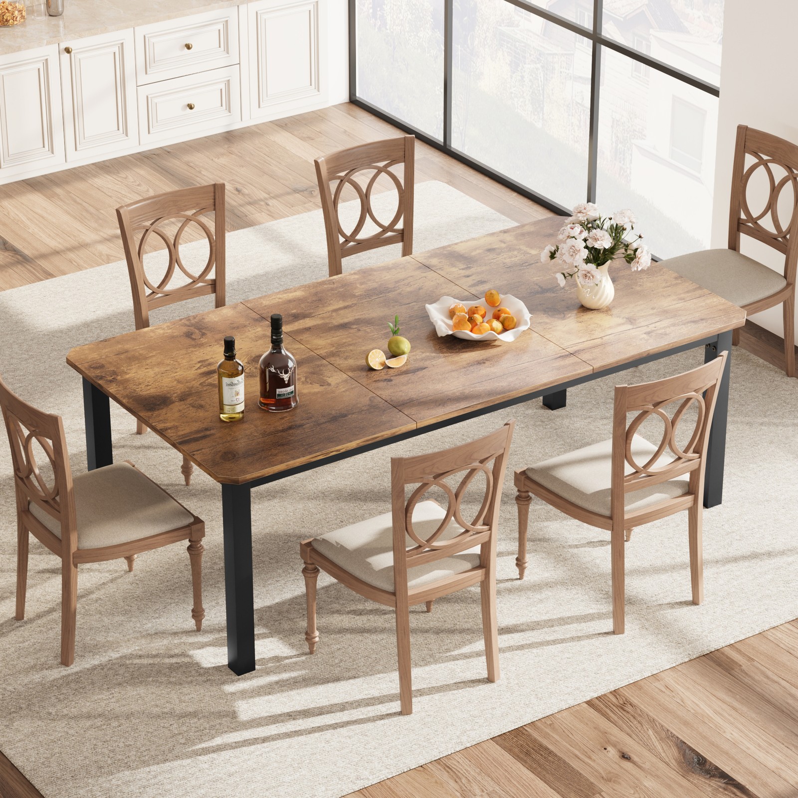 Dining Table for 6-8 Person, Rectangular Kitchen Dining Table for Living Room