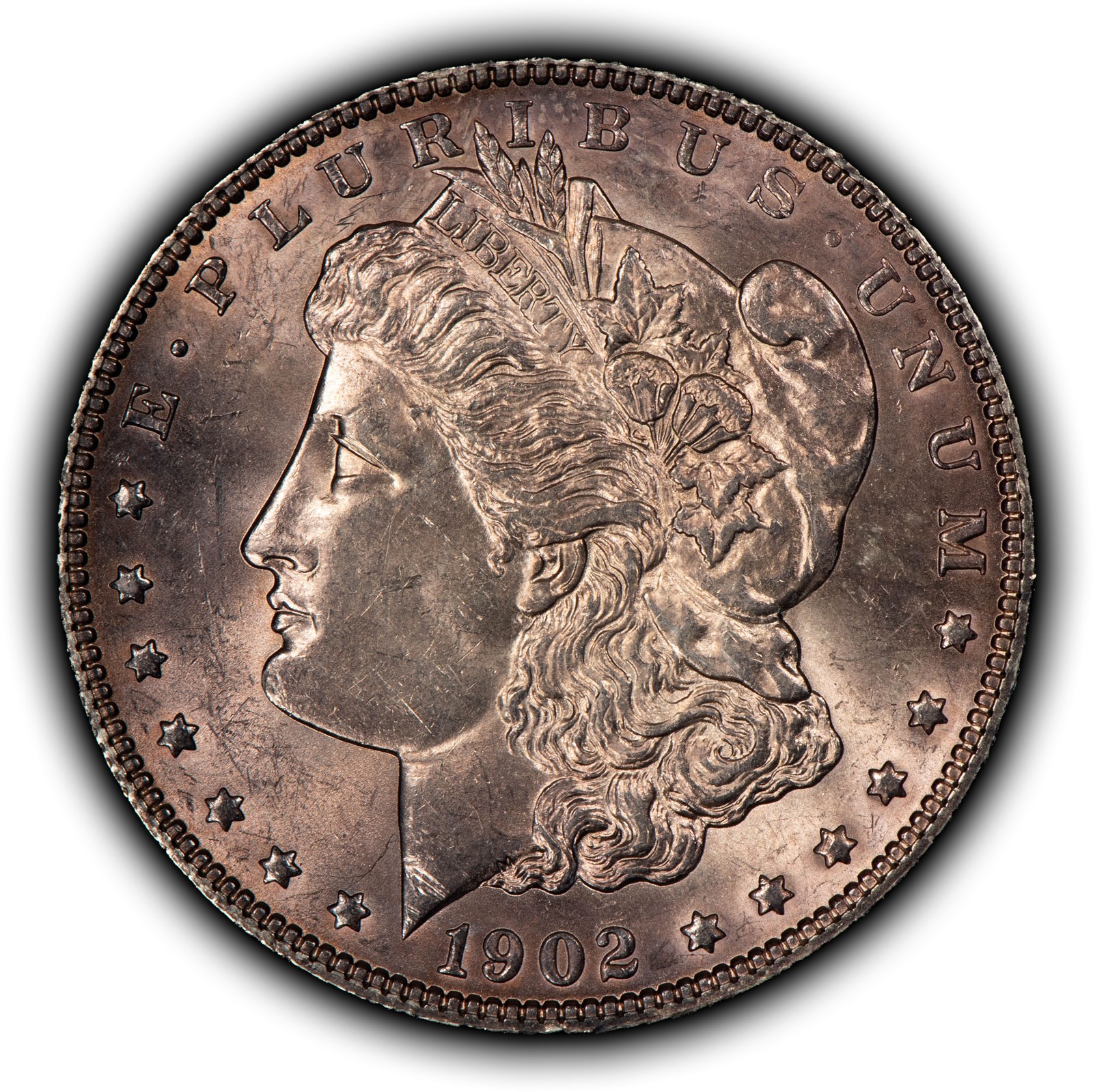 1902 $1 Morgan Silver Dollar - Violet Toning - UNC Semi Key Date - SKU-D7882