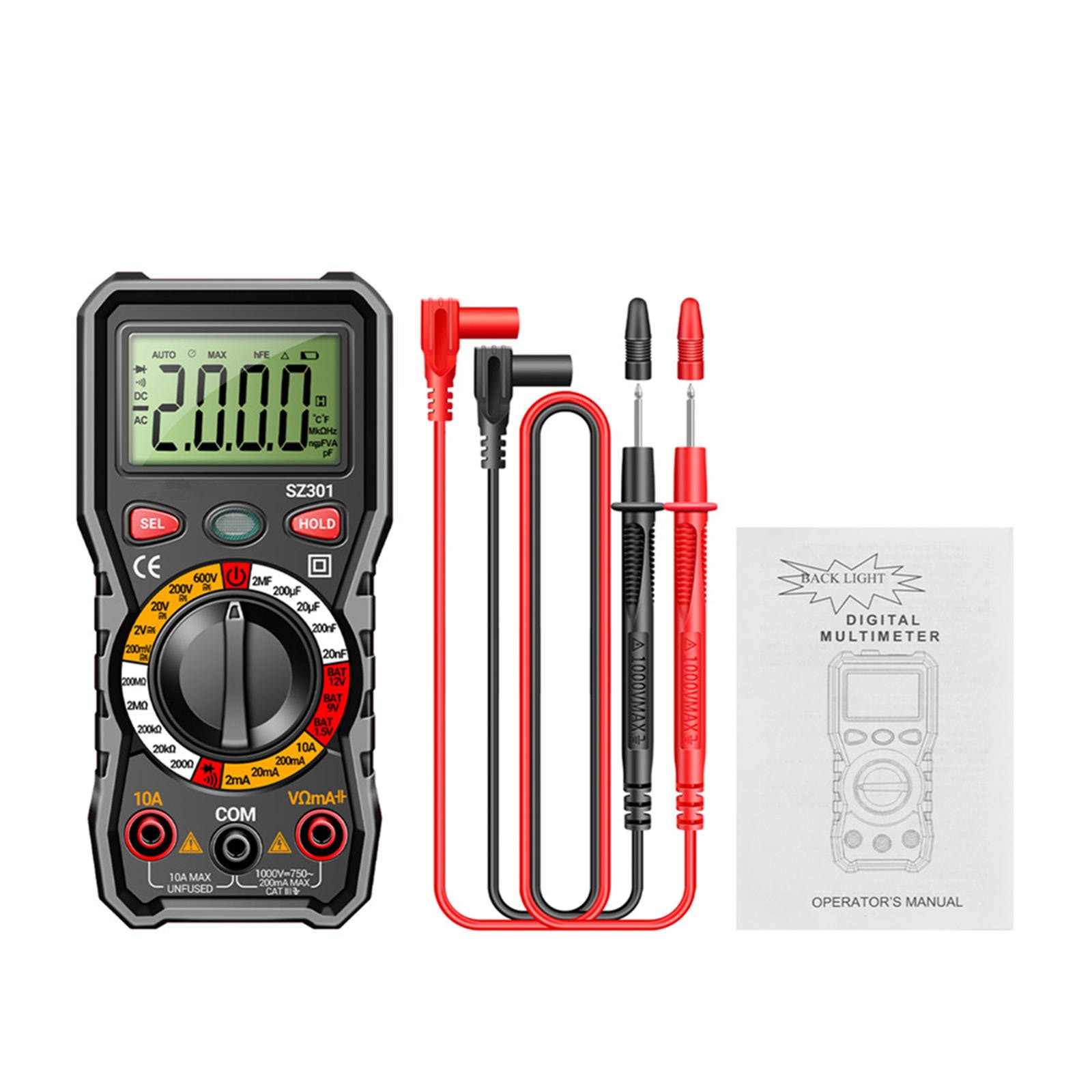 Digital Multimeter for Electricians DIY Measures Volt Amp Continuity Diode Live