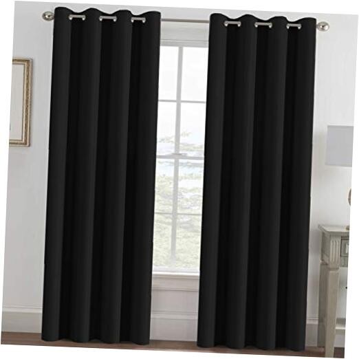 100% Blackout Curtains for Bedroom Black Out 52"W x 96"L (Pack of 1) Jet Black