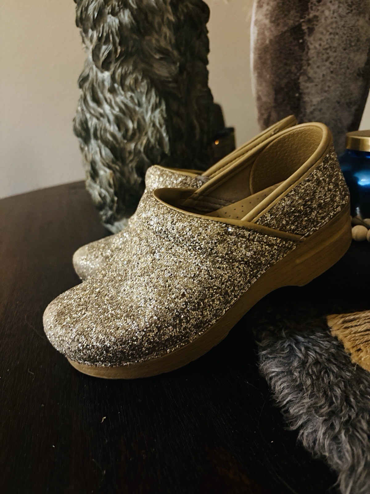 DANSKO Professional  ChampagneGlitter Slip Clogs Shoes