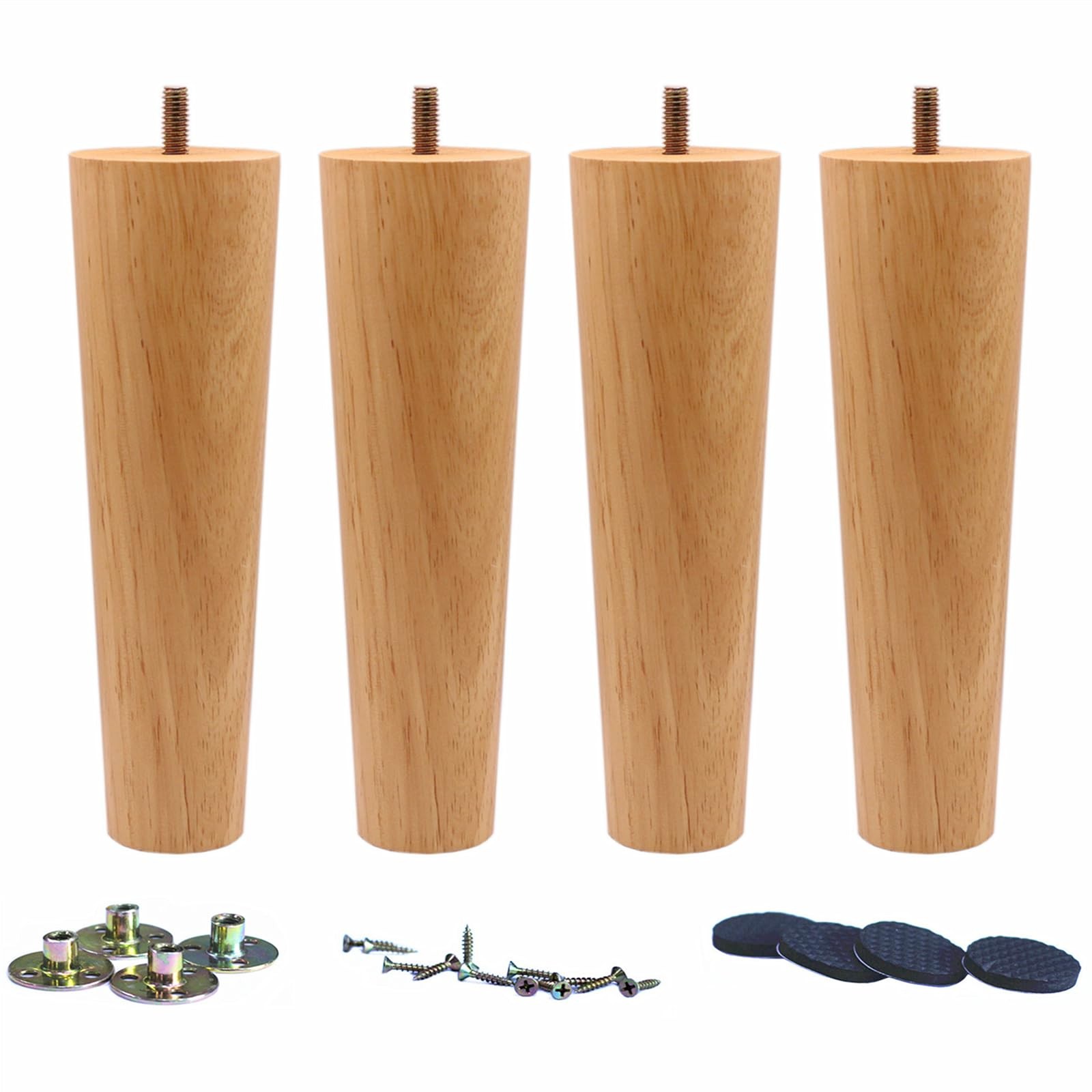 WEICHUAN Round Wooden Replacement Furniture Chair 8", Straight- Set of 4