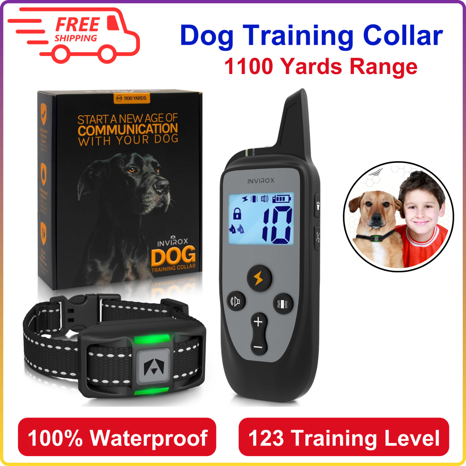INVIROX Dog Training Collar [2026 Edition] 123 Levels 1100 Yards Range E Collar