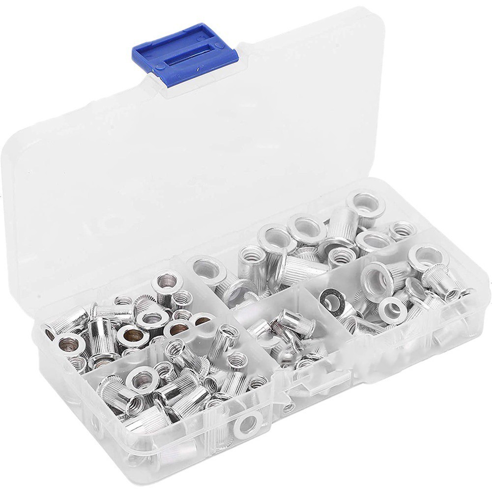 Flat Head Aluminum Rivet Nuts 100pcs Variety Pack for Multiple Applications