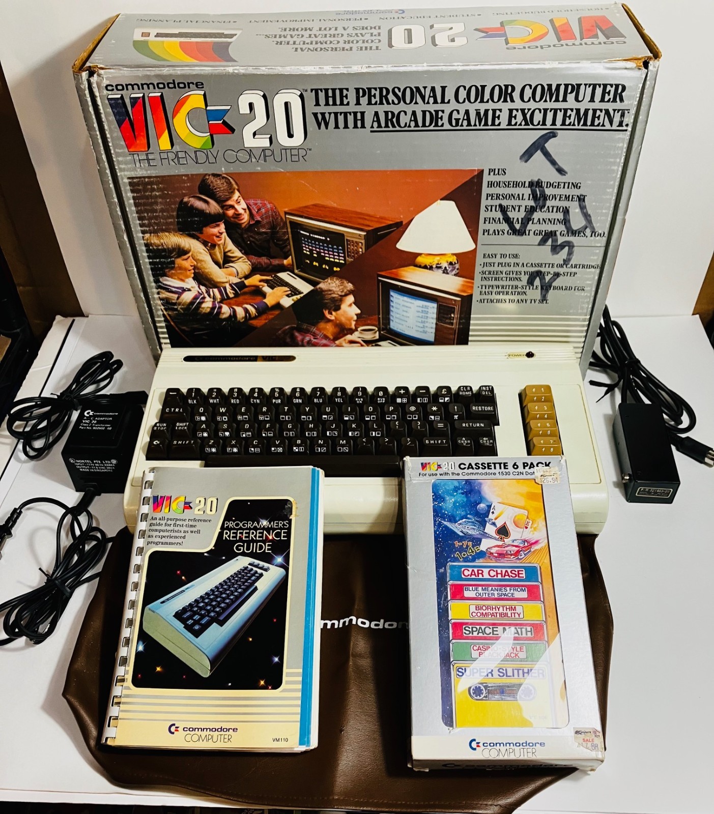Vintage Commodore VIC-20 Computer In Box, Powercords, Manual, Set of Games