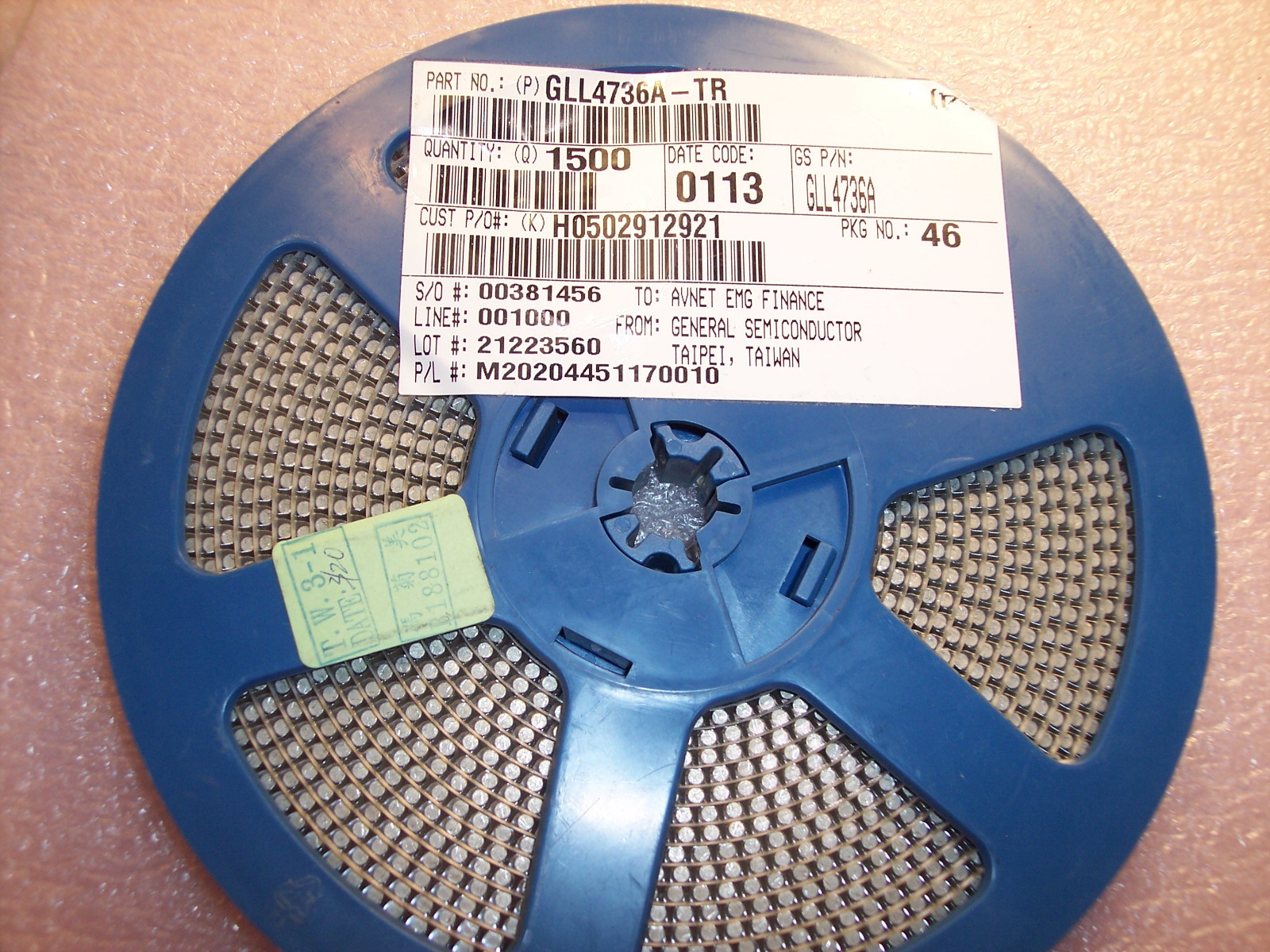 QTY (100) GLL4736A GENERAL SEMI DO-213AB MELF ZENER DIODES 6.8V 1W