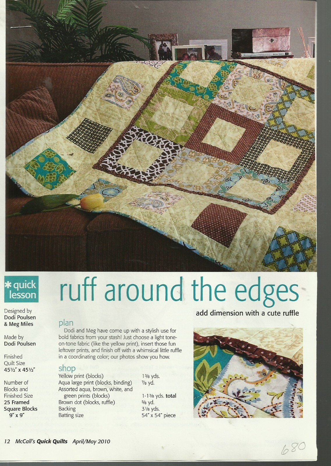 C0271  RUFF AROUND THE EDGES QUILT PATTERN/INSTRUCTIONS