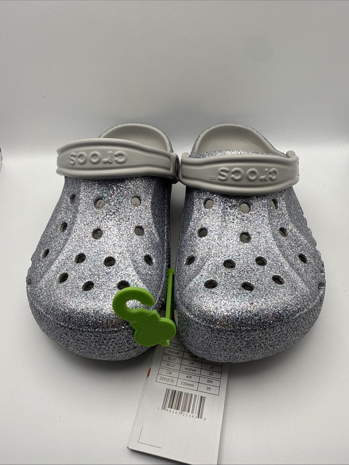 Crocs Baya Silver Glitter Clog Women/Unisex M4/W6 Brand New In Og Bag