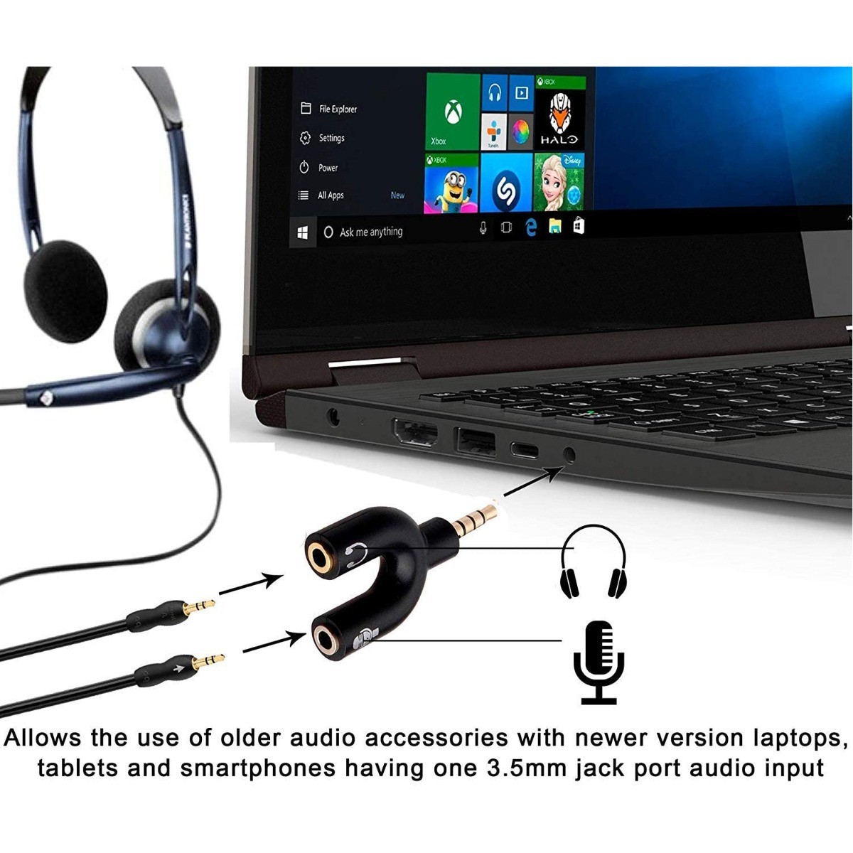 3.5mm Audio Y Splitter Headphone Adapter