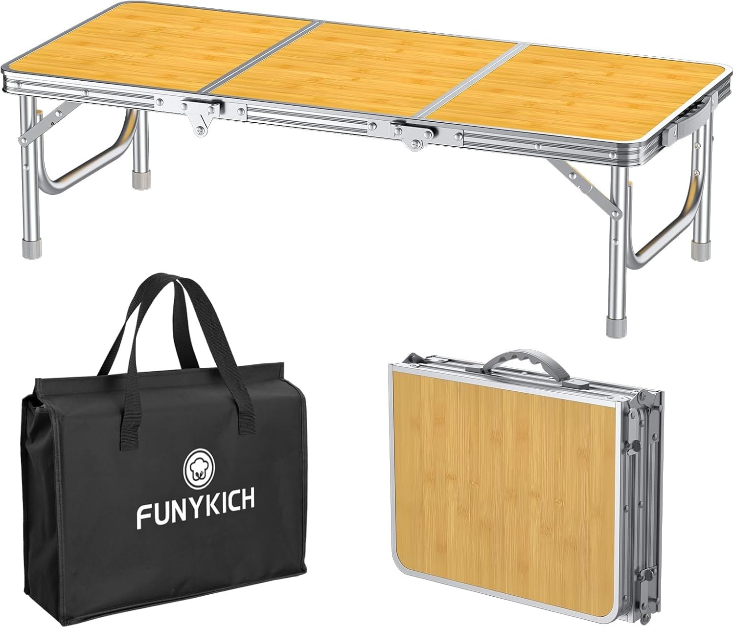 3ft Low Folding Camping Table with Carry Bag, 34.2'' Lx15.7'' W Portable Picnic