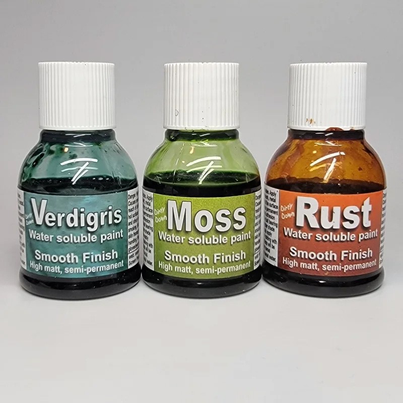 Dirty Down Rust Verdigris Moss Paints Bundle 25ml x3 - Water Soluble Effects YHP