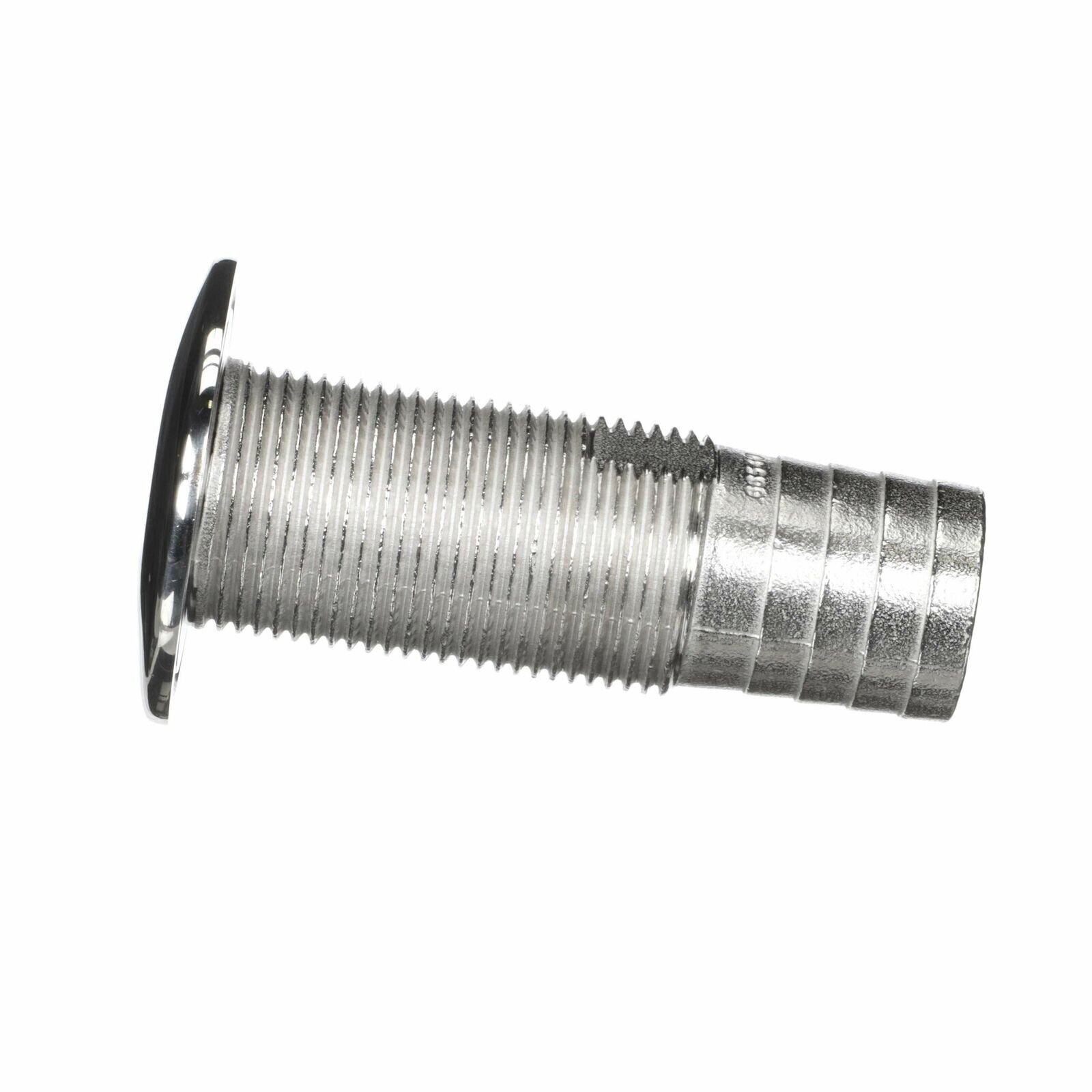 attwood 66547-3 Stainless Steel Straight Thru-Hull Valve Fitting, Barbed, Sta...