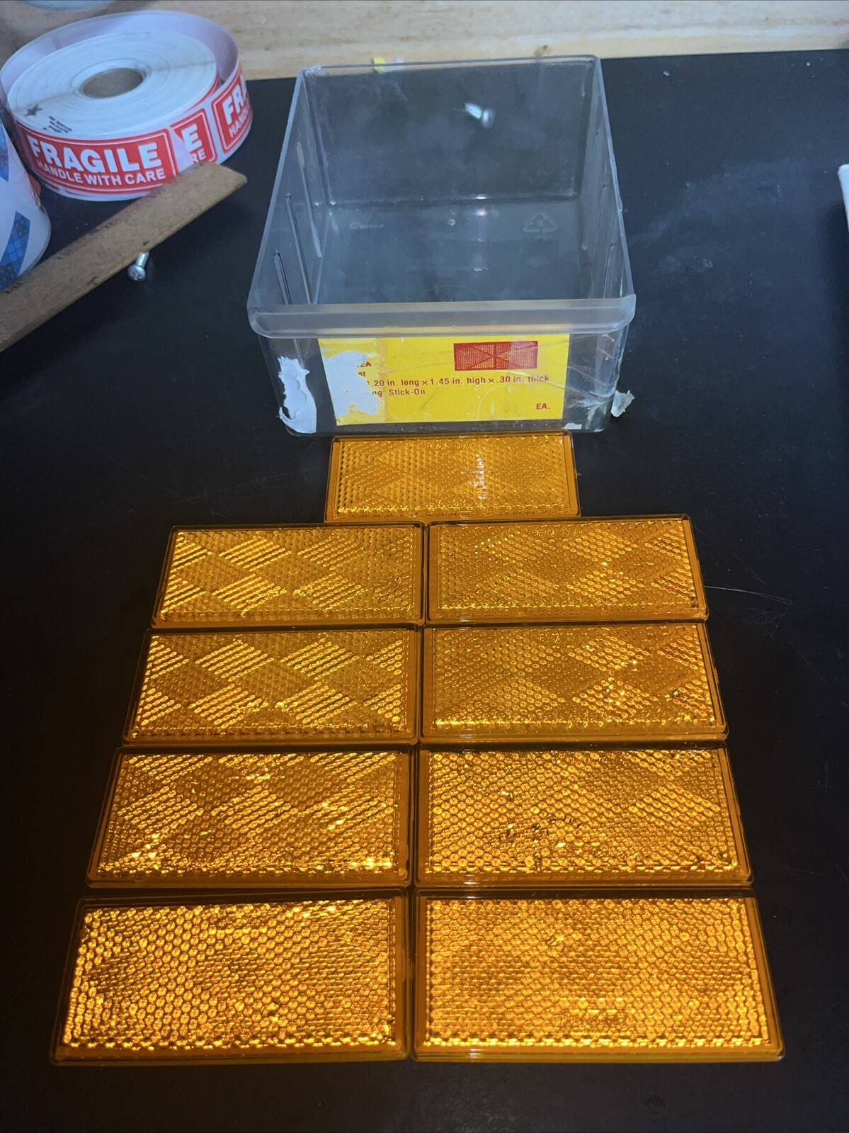 Lot Of 9 Reflectors Amber Rectangular Foam Tape Mount 3 1/4” X 1 1/2”  All New