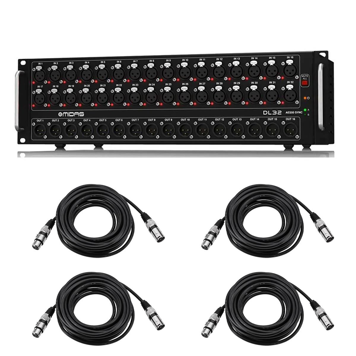 Midas DL32 32-Input/16-Output Stage Box with 32 Midas Mic Preamplifiers, Bundle