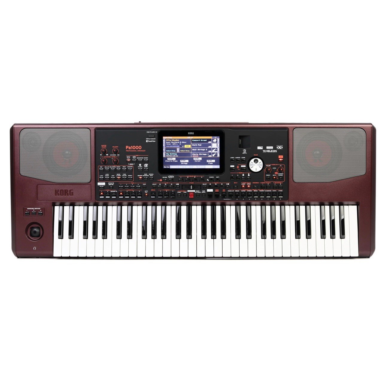 Korg Pa1000 61-Key Semi-Weighted Arranger Keyboard w/ Speakers Touchscreen Red