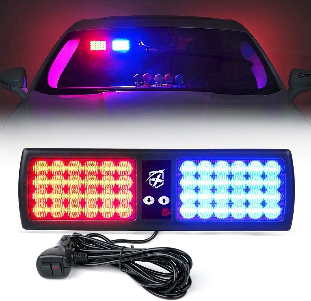Multi Color 48LED Visor Strobe Lights Interior Windshield Sunshield Hazard Wa...