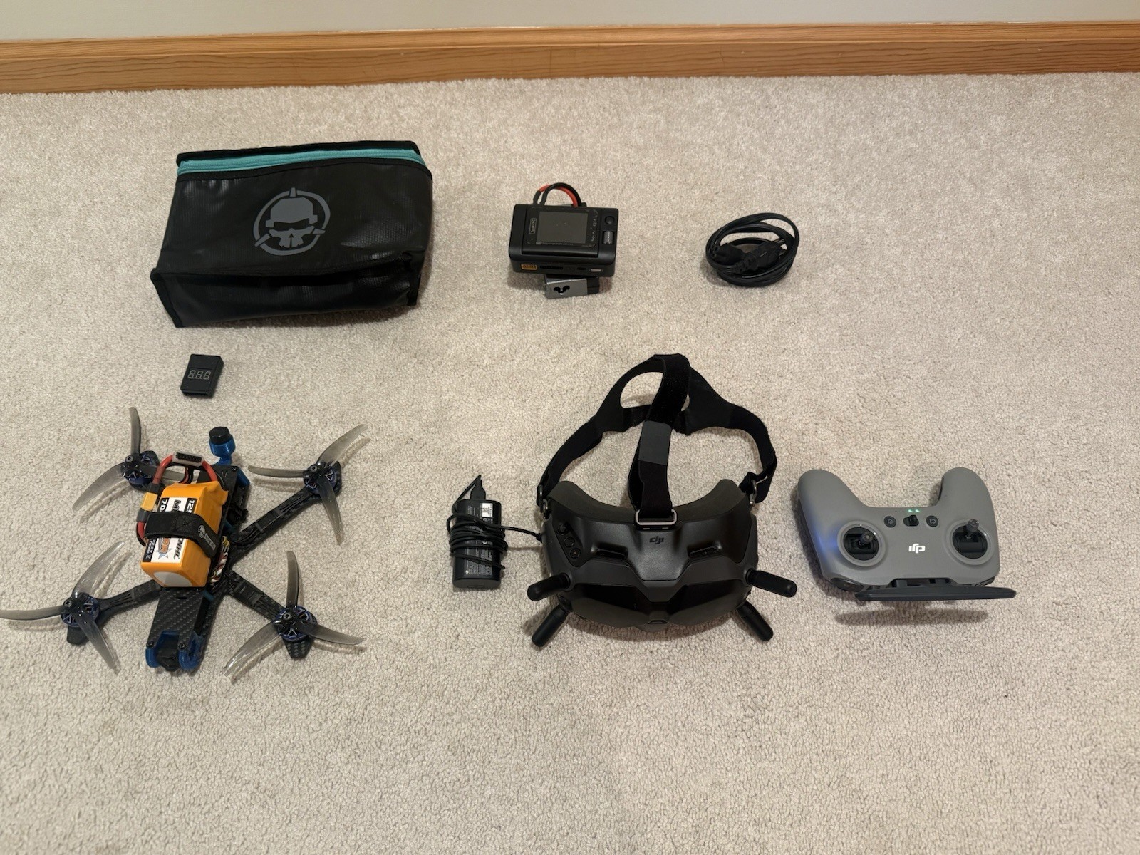 DJI FPV Quadcopter Drone w/ Goggles, Controller, Action Camera, Charger, Bag