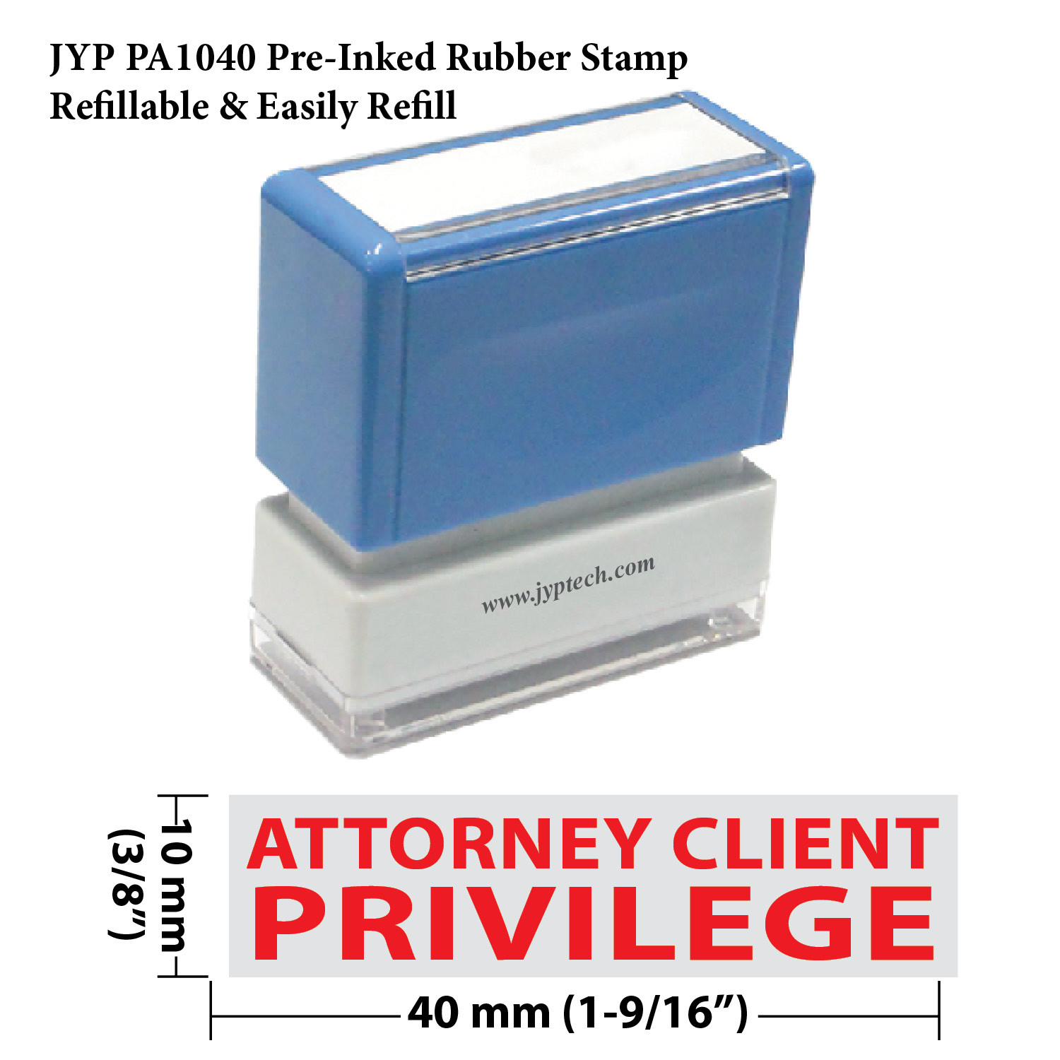 Attorney Client Privilege - JYP PA1040 Pre-Inked Rubber Stamp (Red Ink)