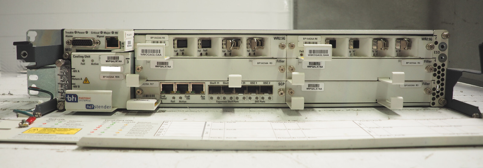 BTI PHOTONICS BP1A5021 NETSTENDER 2060 WMMKTW0KRA w/ WMPQALW7AA, WR2.5G, SCP