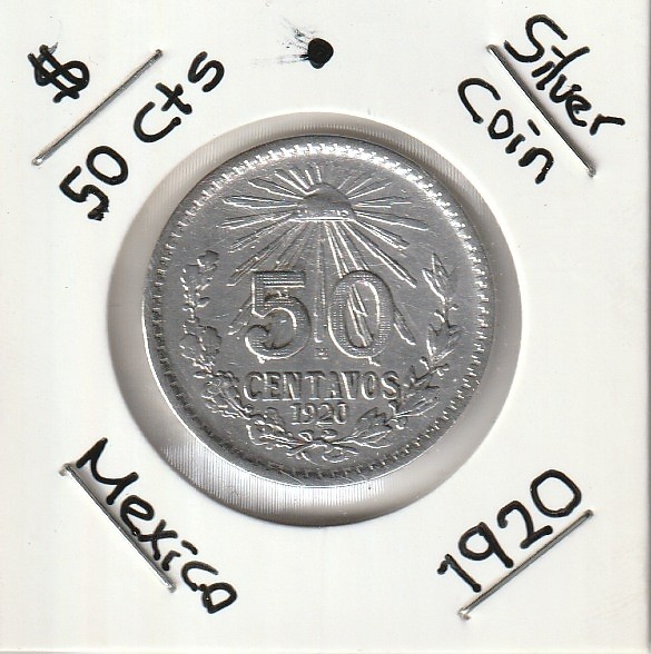 Mexico: $ 50 Cts Super Nice Silver Coin Year " 1920 "