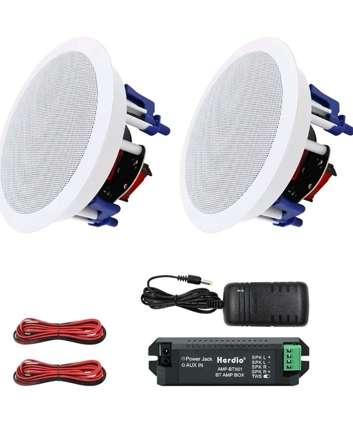 2 Pcs Herdio 5.25" 300W Bluetooth Ceiling Speakers, Recessed In Wall/ceiling
