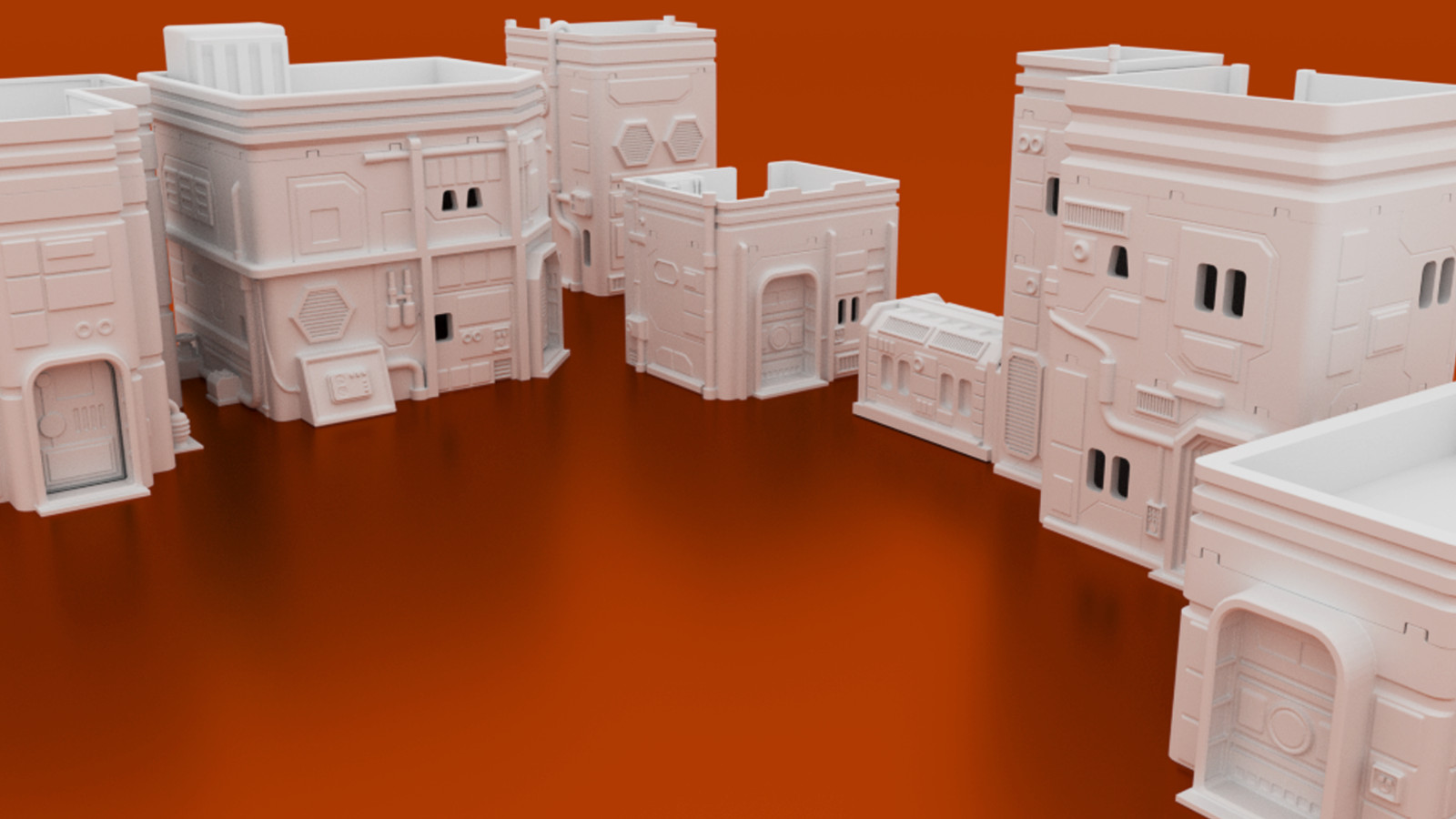 28mm MidRim City Complete Terrain Bundle 13 Sci-Fi Buildings Star Wars Legion