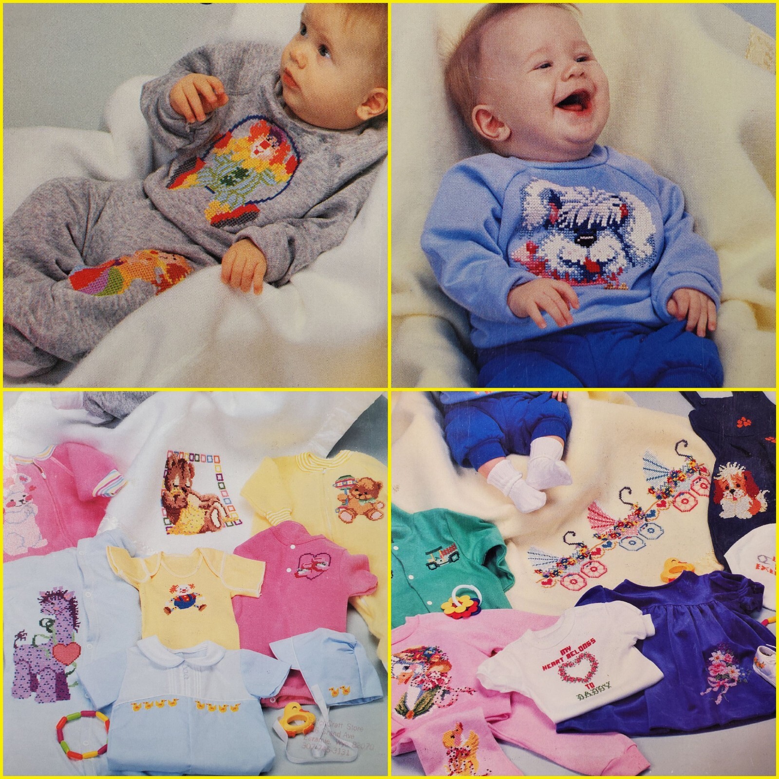 American School Of Needlework Baby Designs Waste Canvas Sam Hawkins Cross Stitch