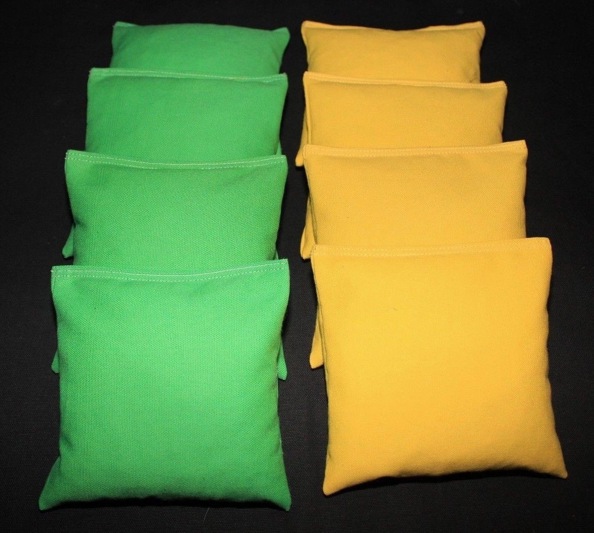 CORNHOLE BEAN BAGS Lime and Gold  8 ACA Regulation Corn Hole Game Bags