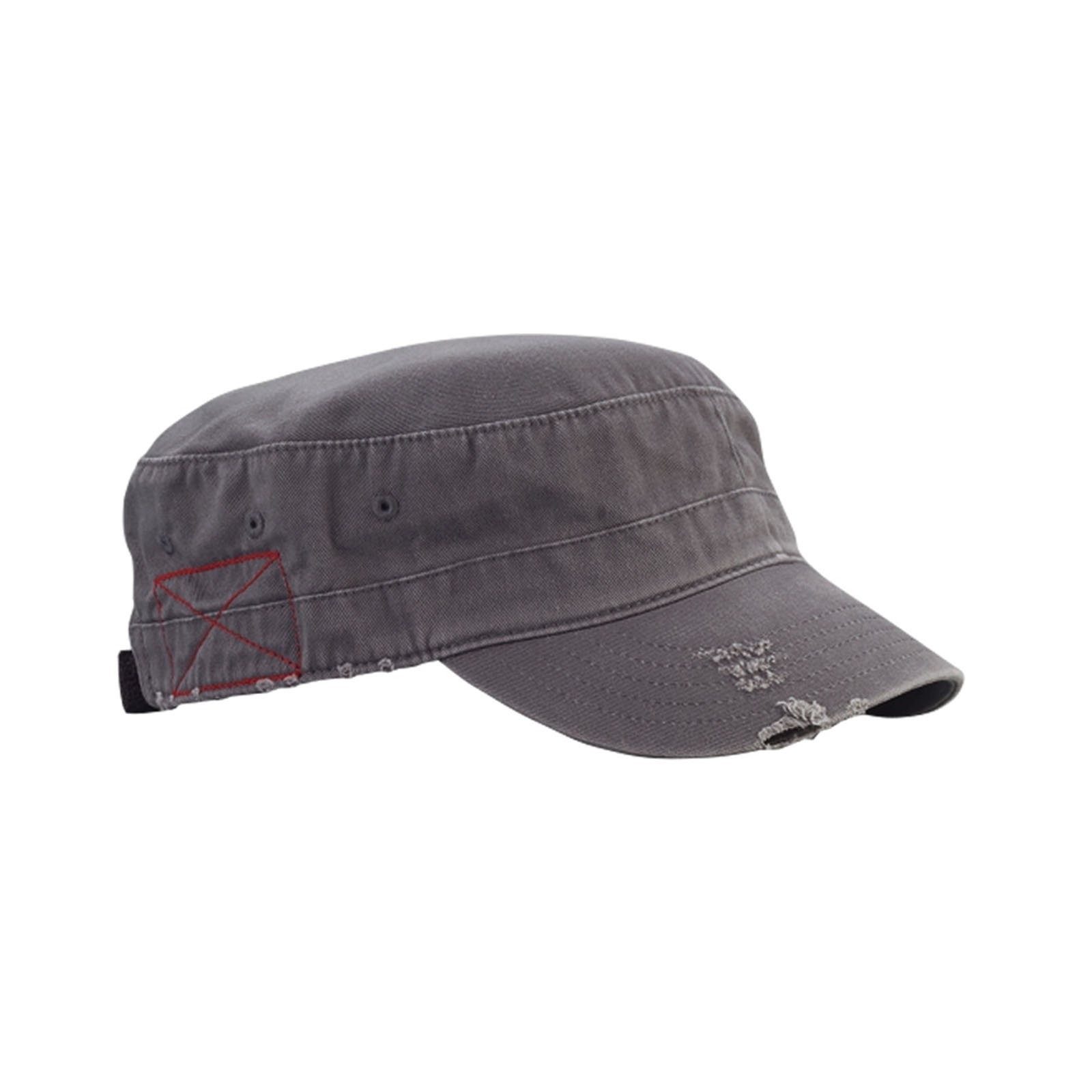 Cotton Distressed Washed Cadet Cap Grey