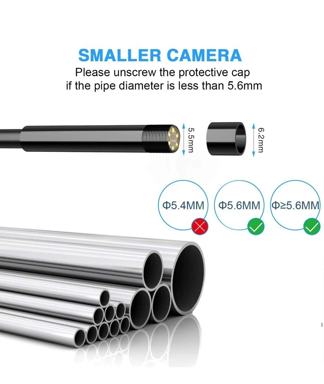 NIDAGE Wireless Endoscope Camera with Light HD Waterproof WiFi Borescope