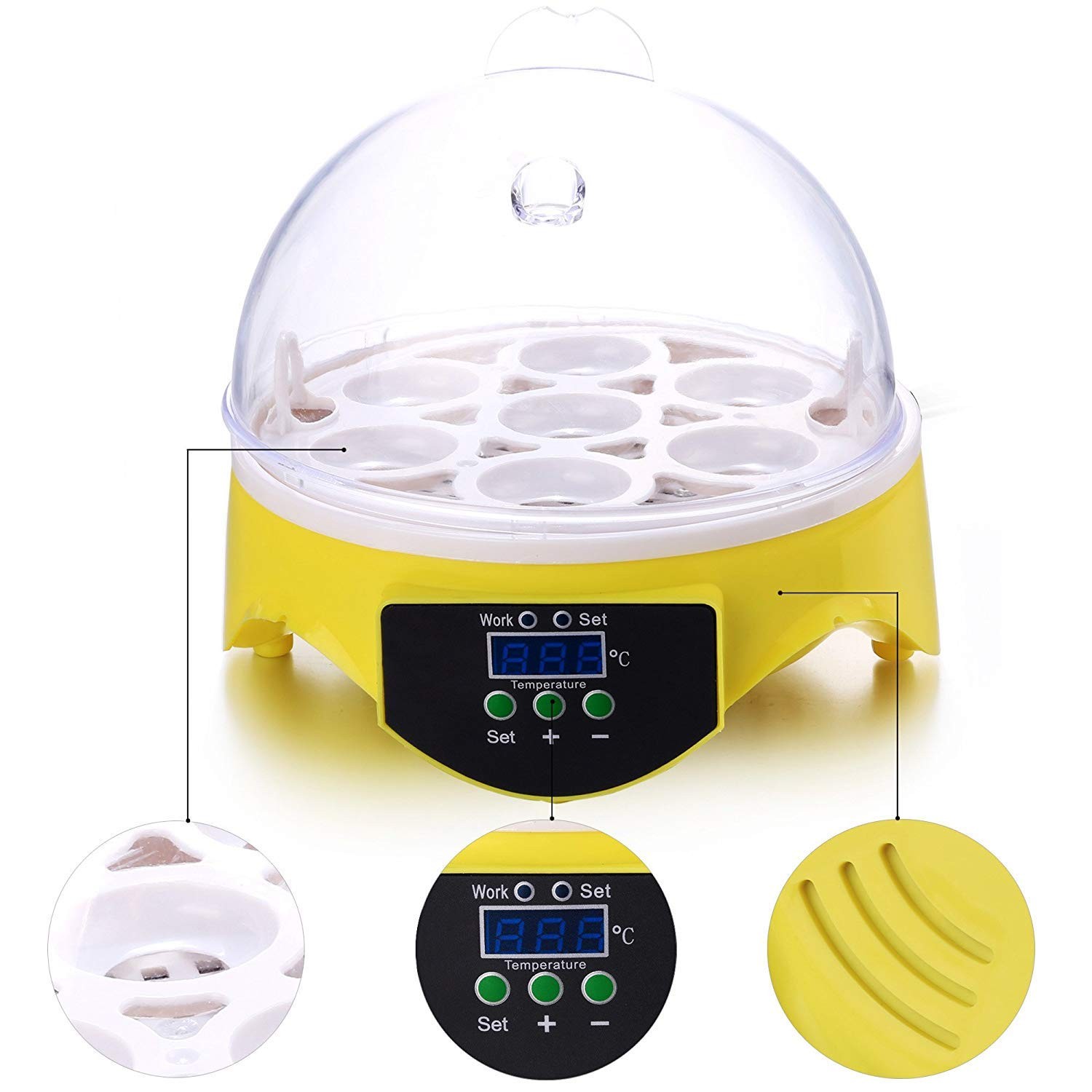 7 Egg Mini Incubator for Kids & Beginners 360° View Manual Temperature Control
