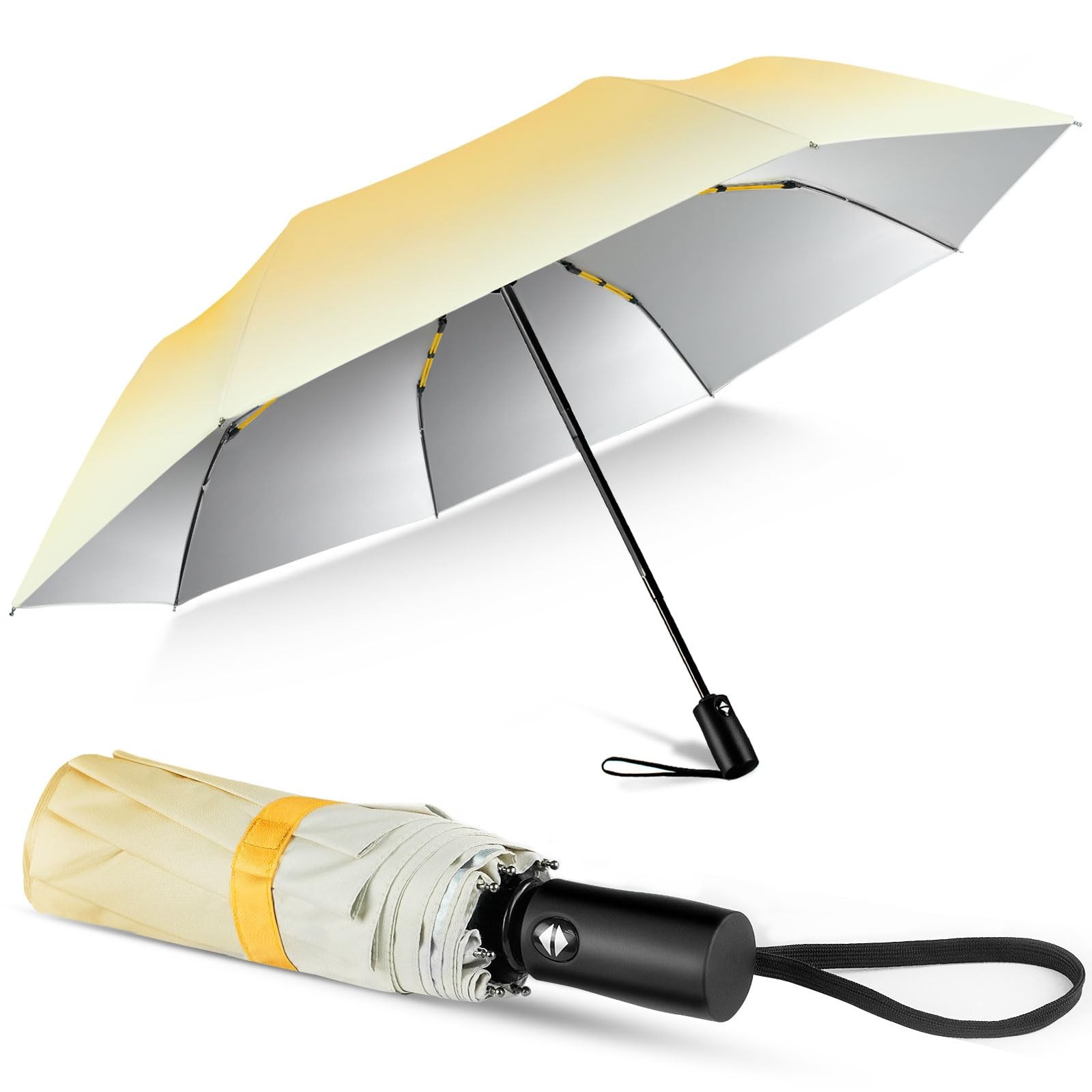 Lejorain UV Umbrella Compact Women - Stylish 40.5 inches, 2.Gradient Yellow