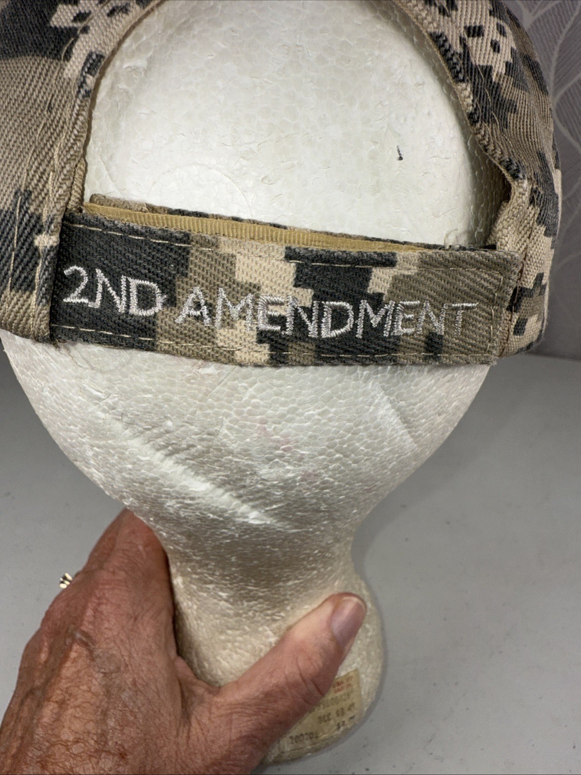 2nd Amendment 1789 Patch on gray beigeblack digital camouflage Hat Cap HookLoop