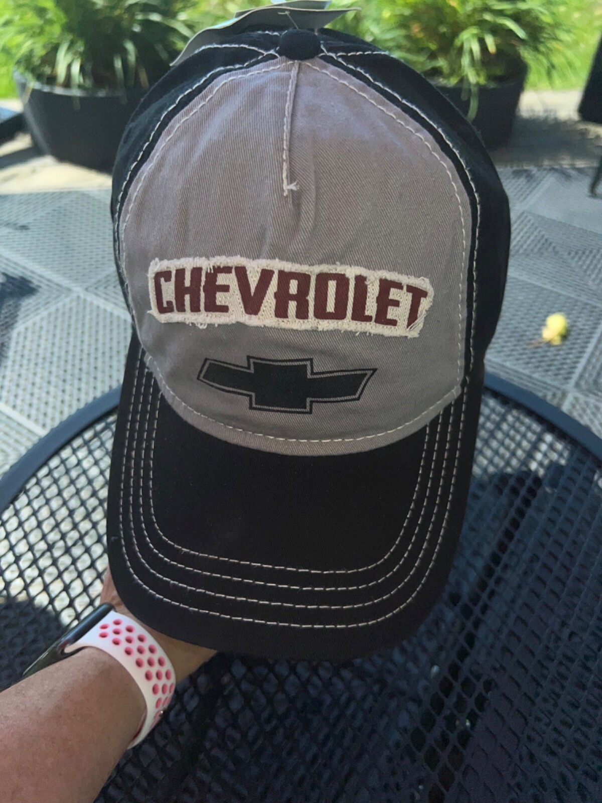 Chevrolet Distressed Cotton Gray lack Brown Hat Cap Hook Loop NOSWT