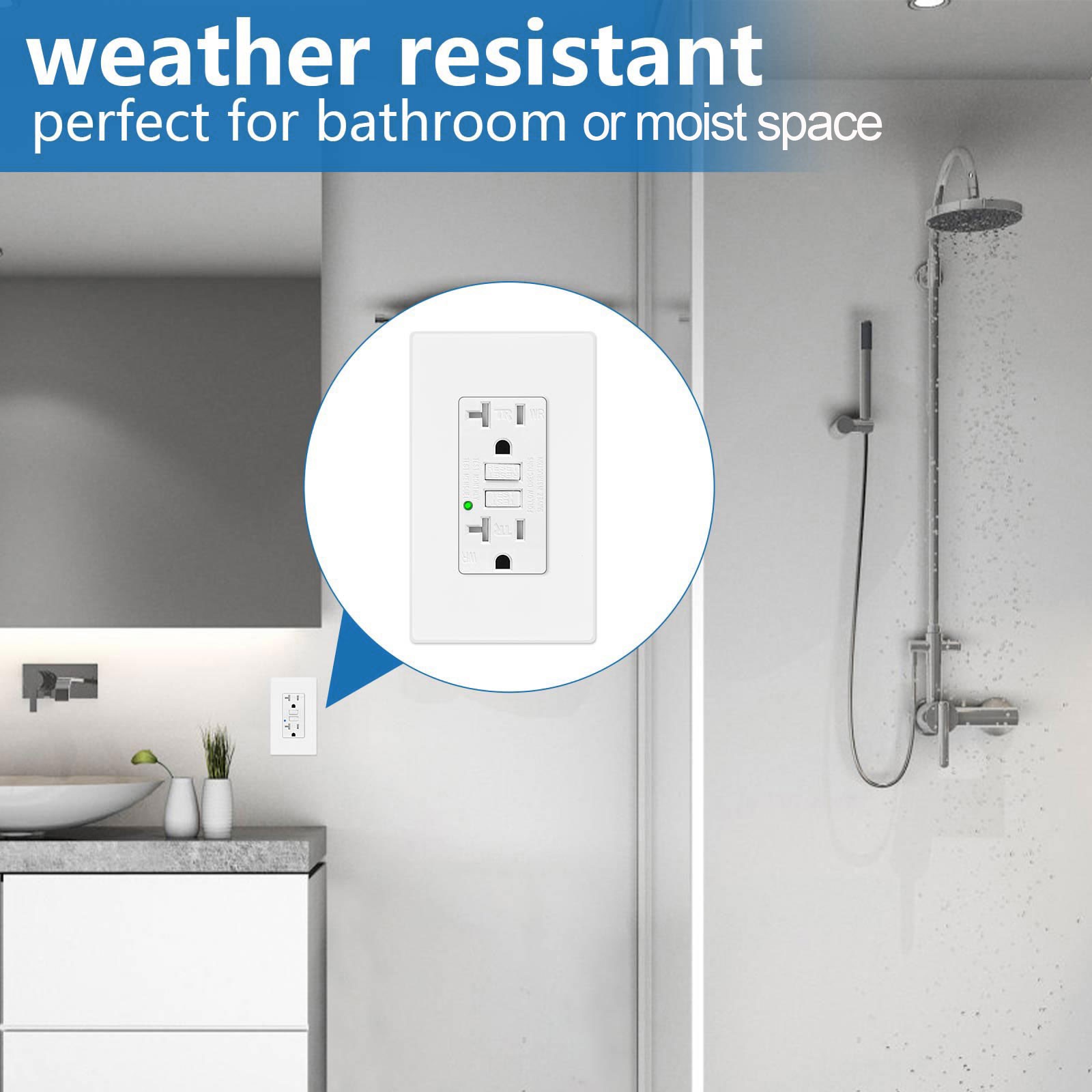 2x GREENCYCLE GFCI 20A White Outlet Tamper Resistant (TR)&Weather Resistant (WR)