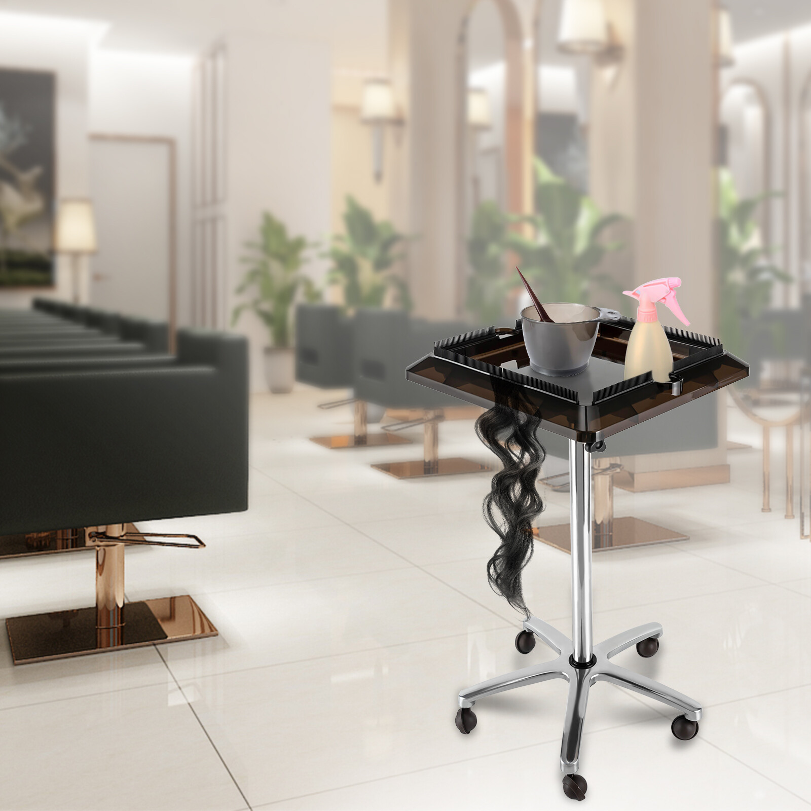 Rolling Salon Beauty Tray Cart With Hair Extension Tool Tray For Hairstylist