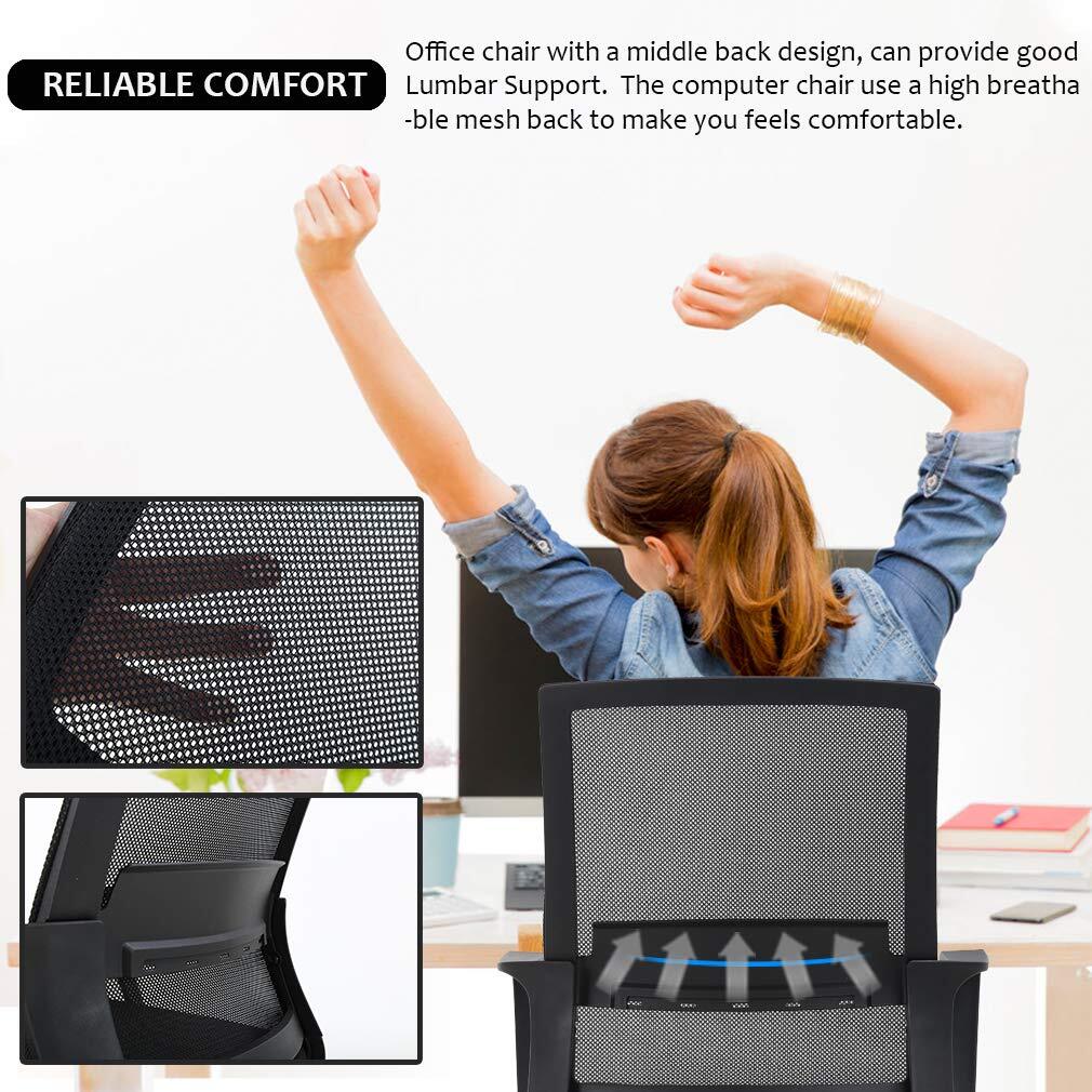 PayLessHere Ergonomic Desk Swivel Rolling Computer Executive Lumbar Support T...