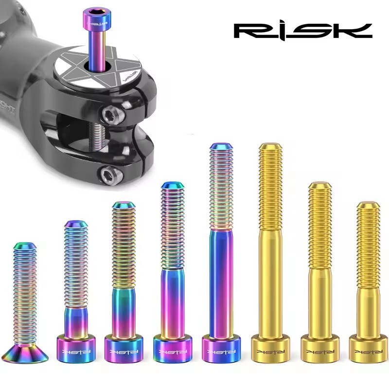 1PC RISK Bicycle Titanium Bolt Bicycle Headset Stem Cap Screw M6x30/35/40/50mm