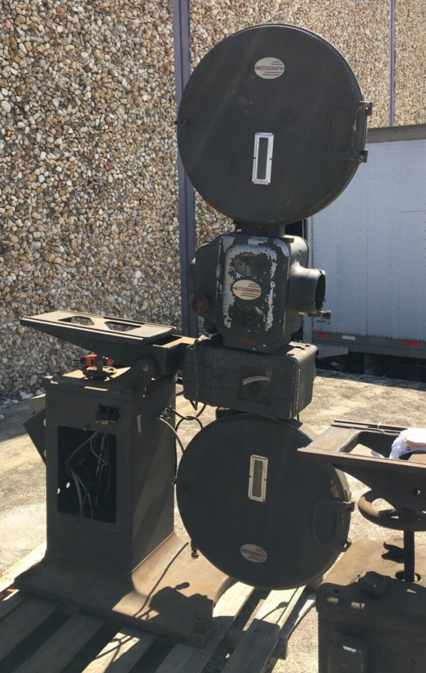 35mm Motiograph AA Projector & SH-7500 Sound Head, Pedestal Magazines