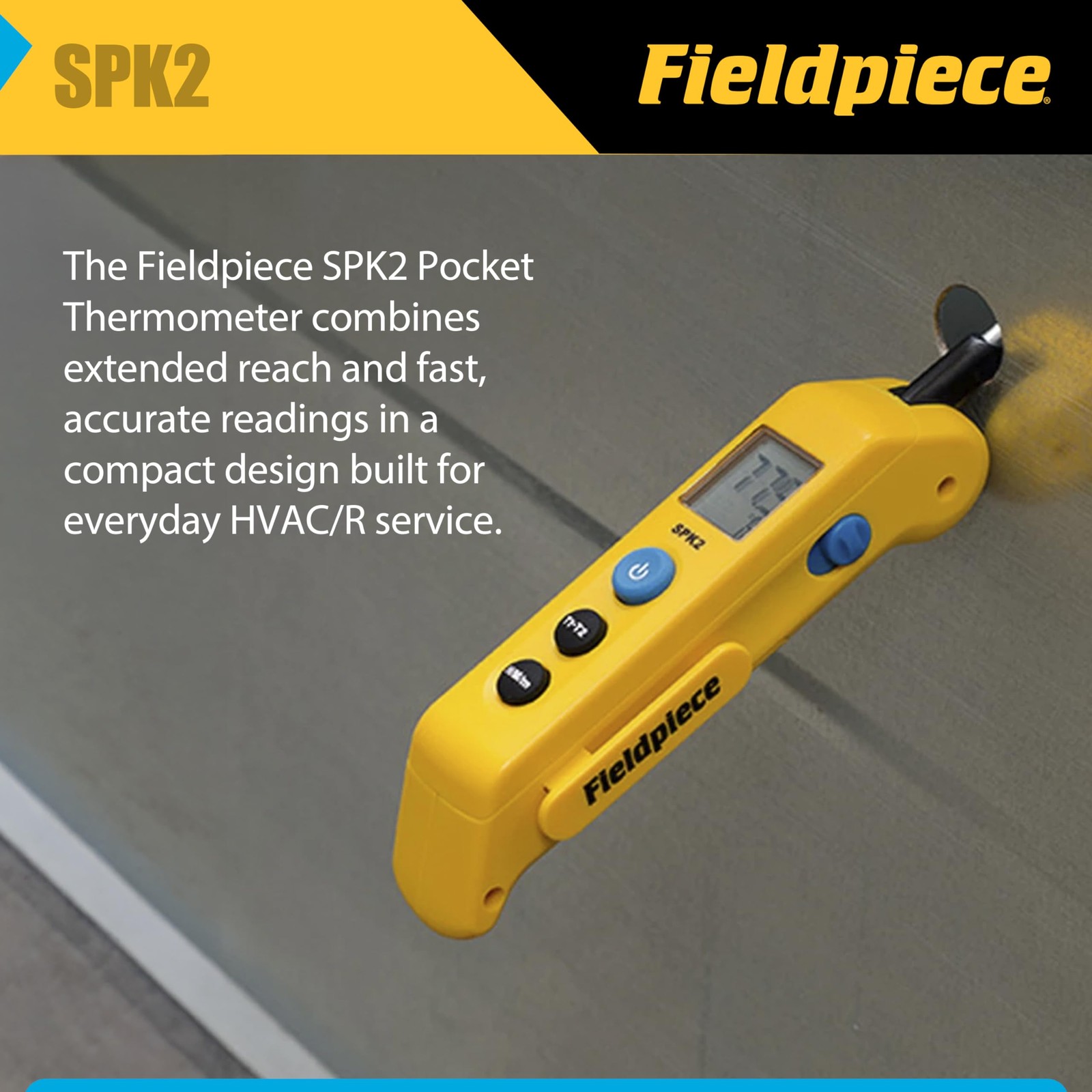 Fieldpiece SPK2 Pocket Thermometer – Folding Probe Digital Temperature Meter ...