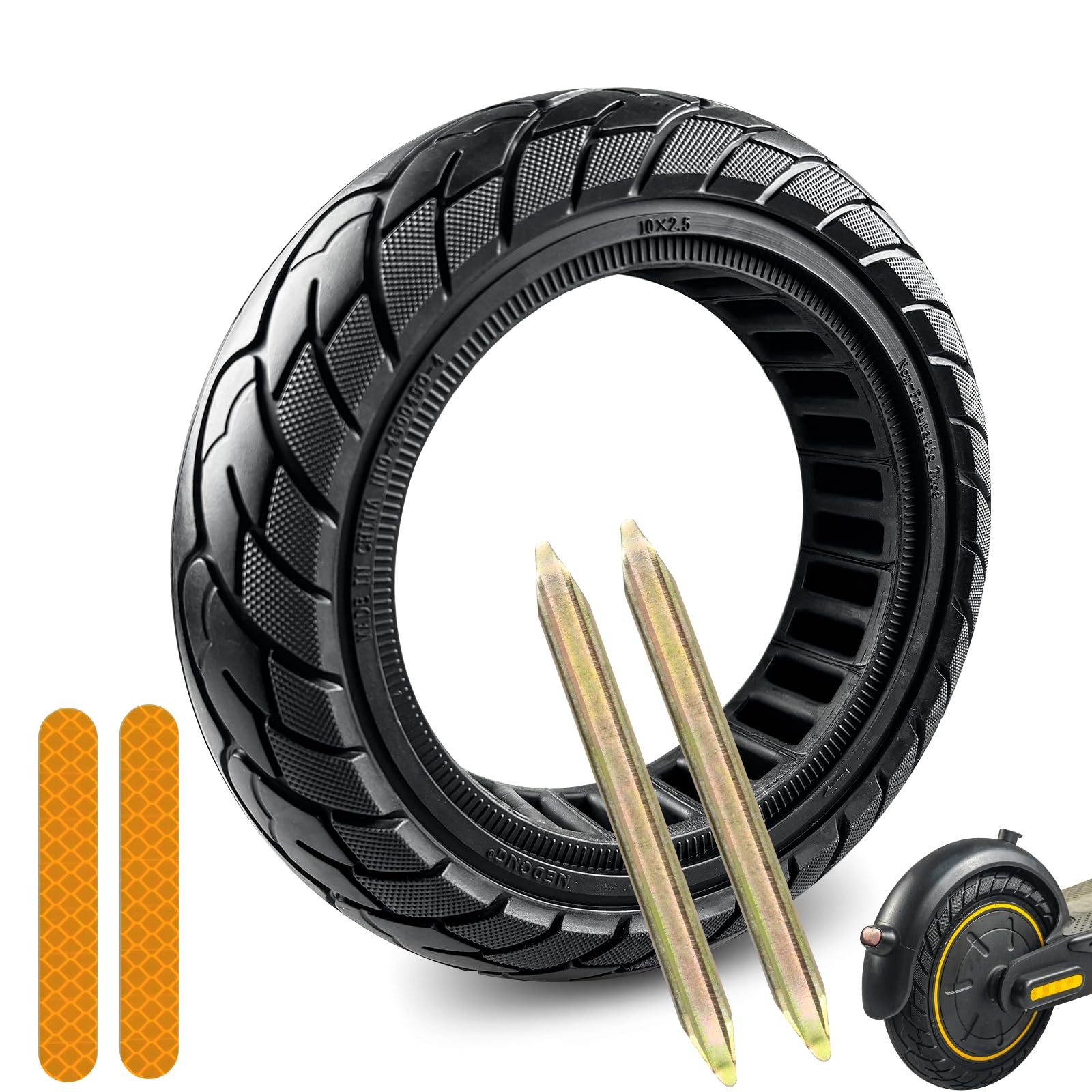 60/706.5 Scooter Tire 10x2.5 Inch Tubeless Solid Rubber Tire for Hiboy S2 MAX...