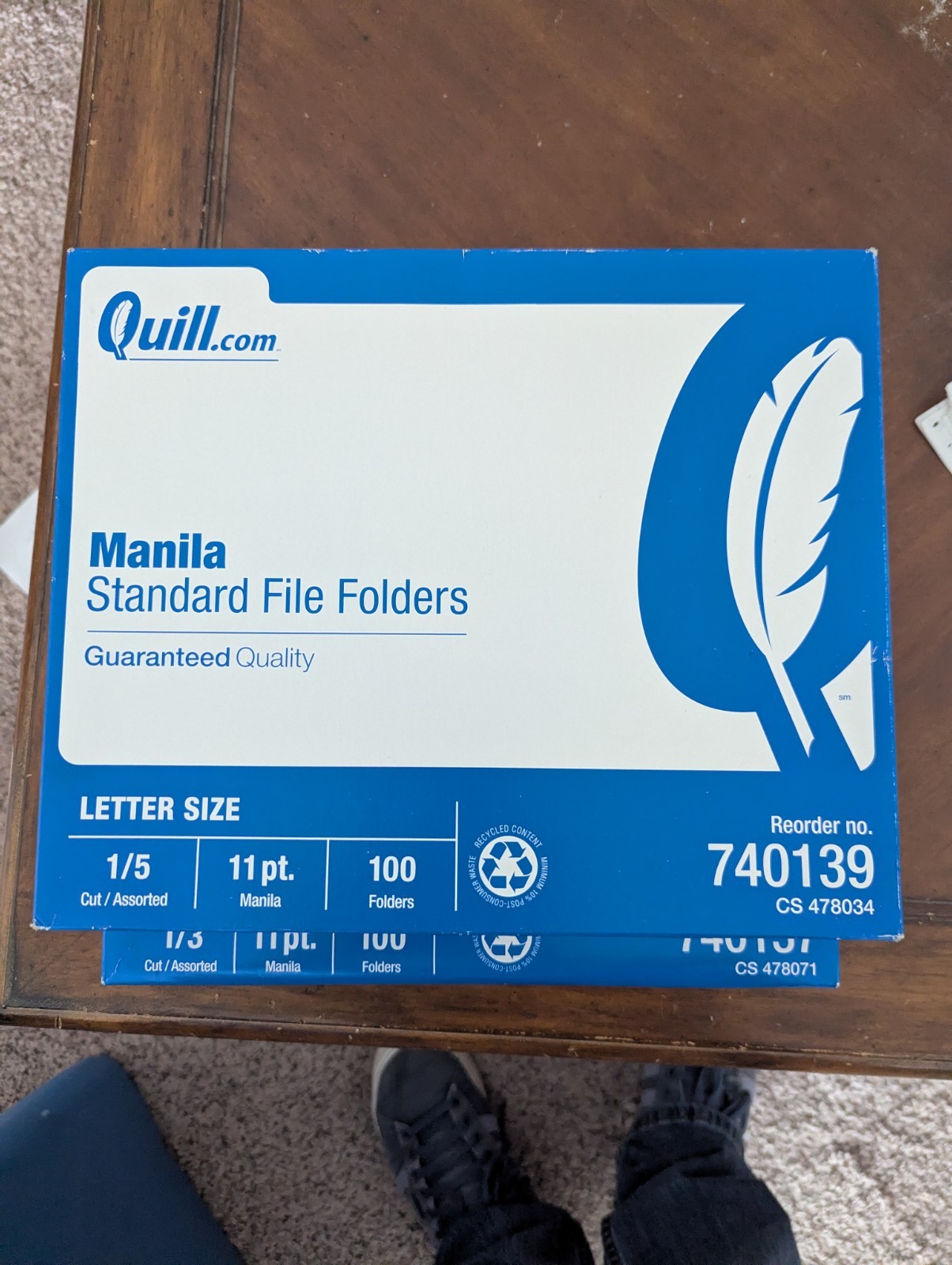 Quill 100 Pack 1/5 Cut Manila Folders 740139