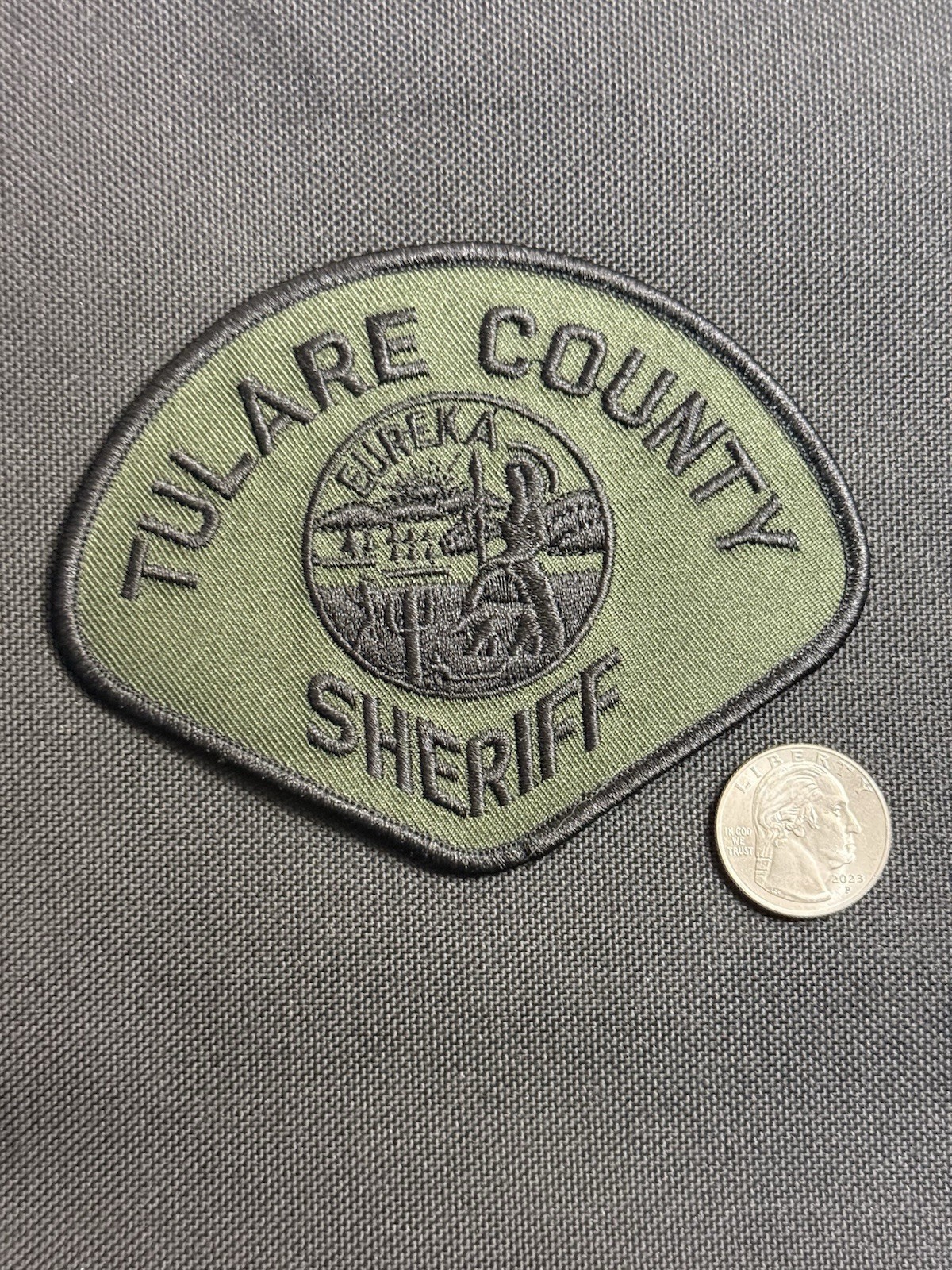 RARE STYLE! Tulare County California Sheriff Subdued Tactical OD Green Patch New