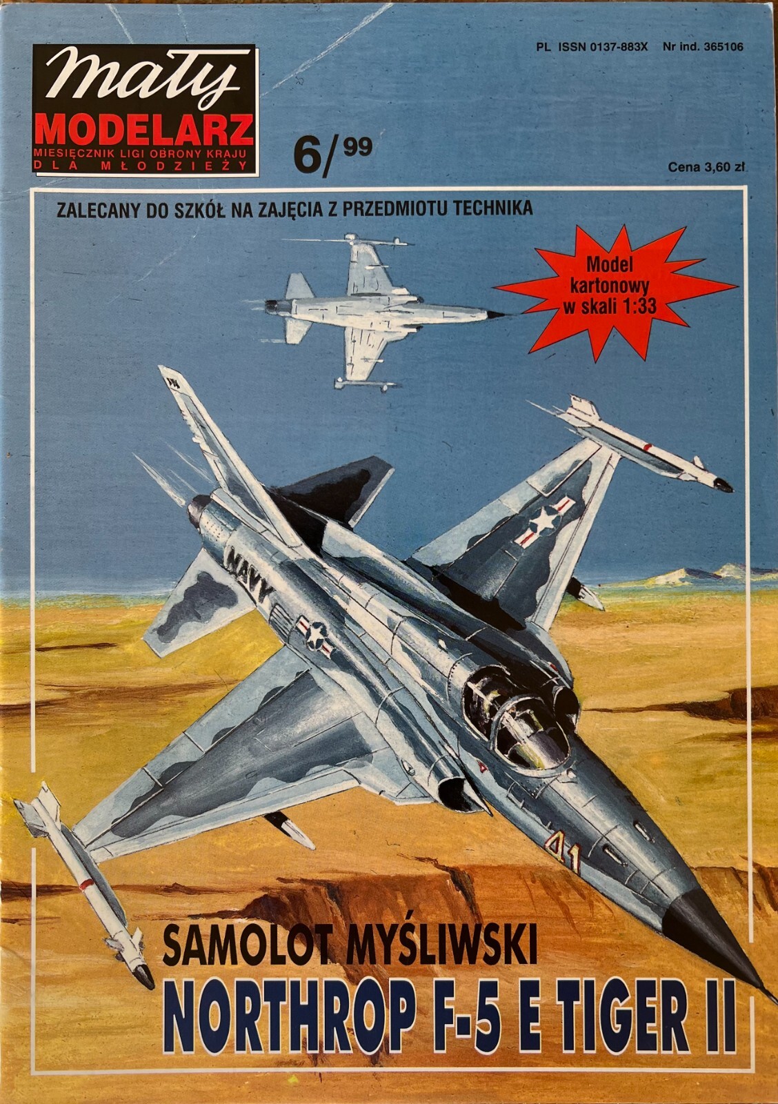 Maly Modelarz card model kit of Samolot mysliwski Northrup F-5 E "TIGER II"