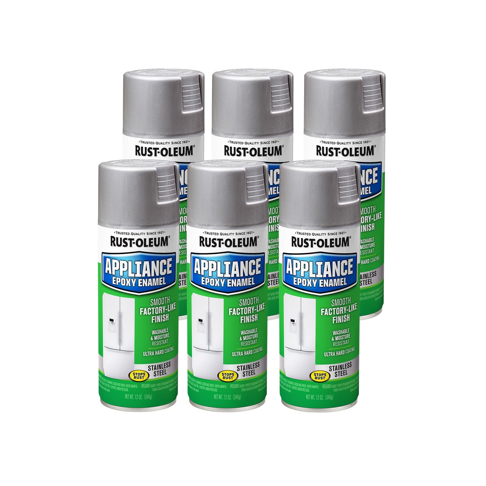 Rust Oleum Appliance Epoxy Spray Paint 12 Ounce Pack Of 6 Glossy Finish