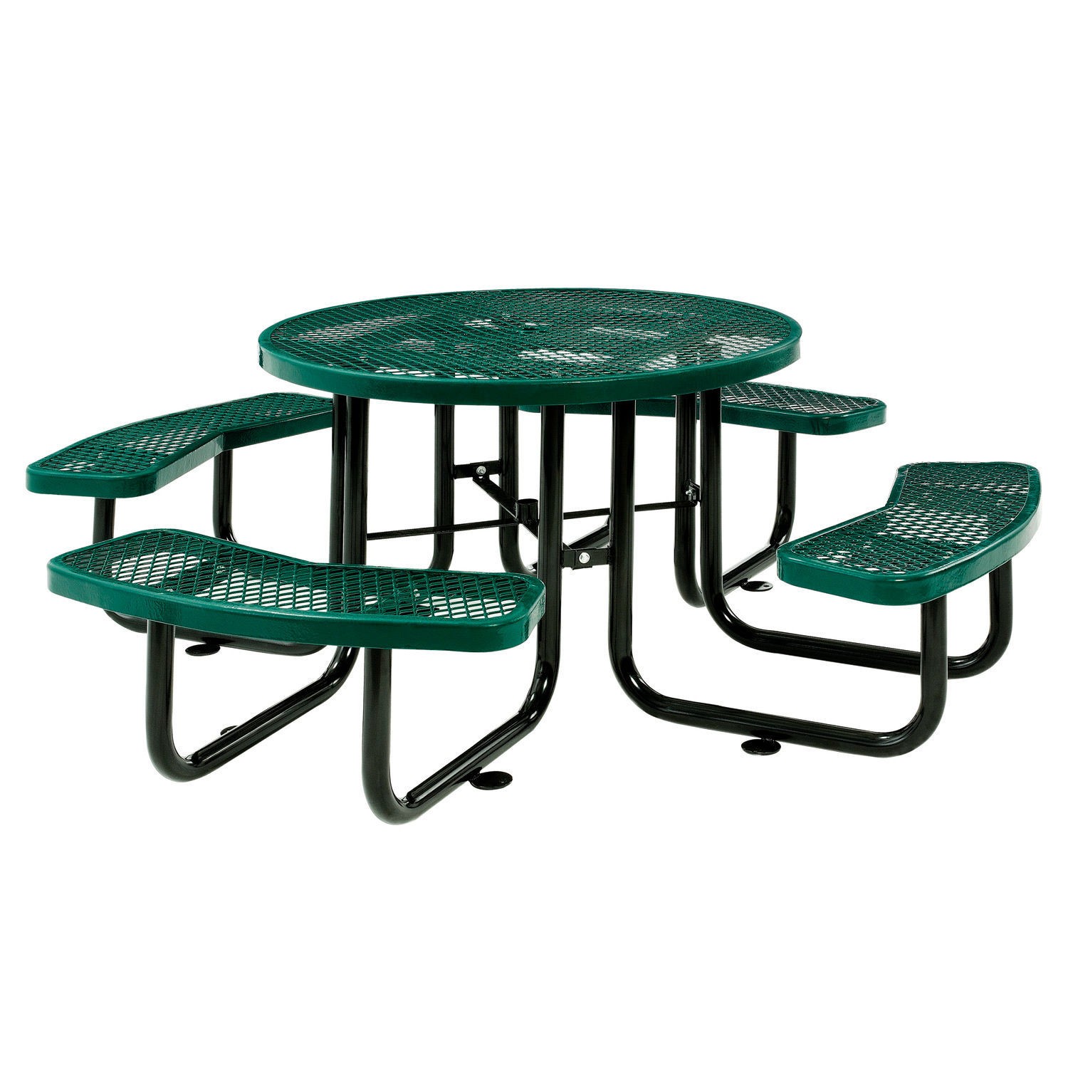 Global Industrial 46" Expanded Metal Round Picnic Table Green