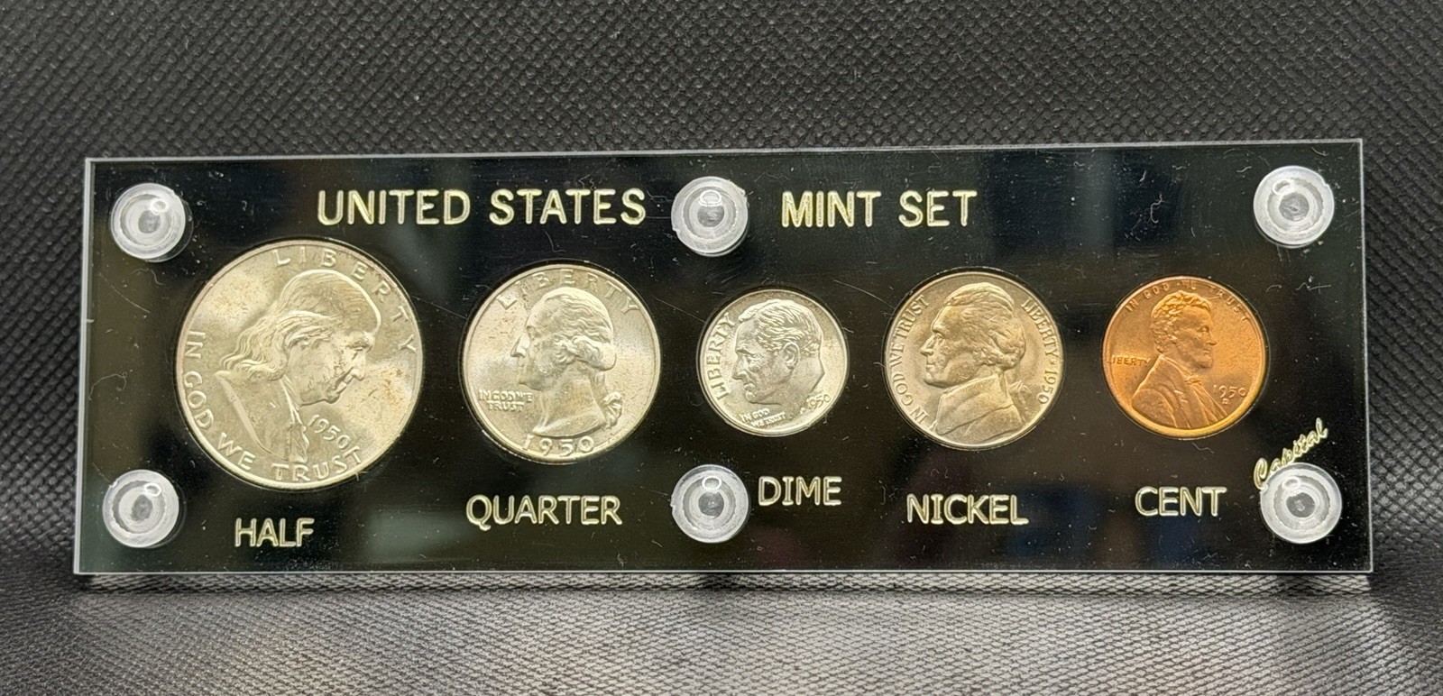 1950-D U.S. Coin Set in Capital Plastics Holder | Franklin Half Silver | Denver